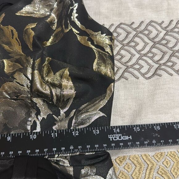 (N5) Trina Turk Taylor Metallic Floral Print Mini Dress,Black Gold Cocktail Sz 2 - Picture 14 of 16